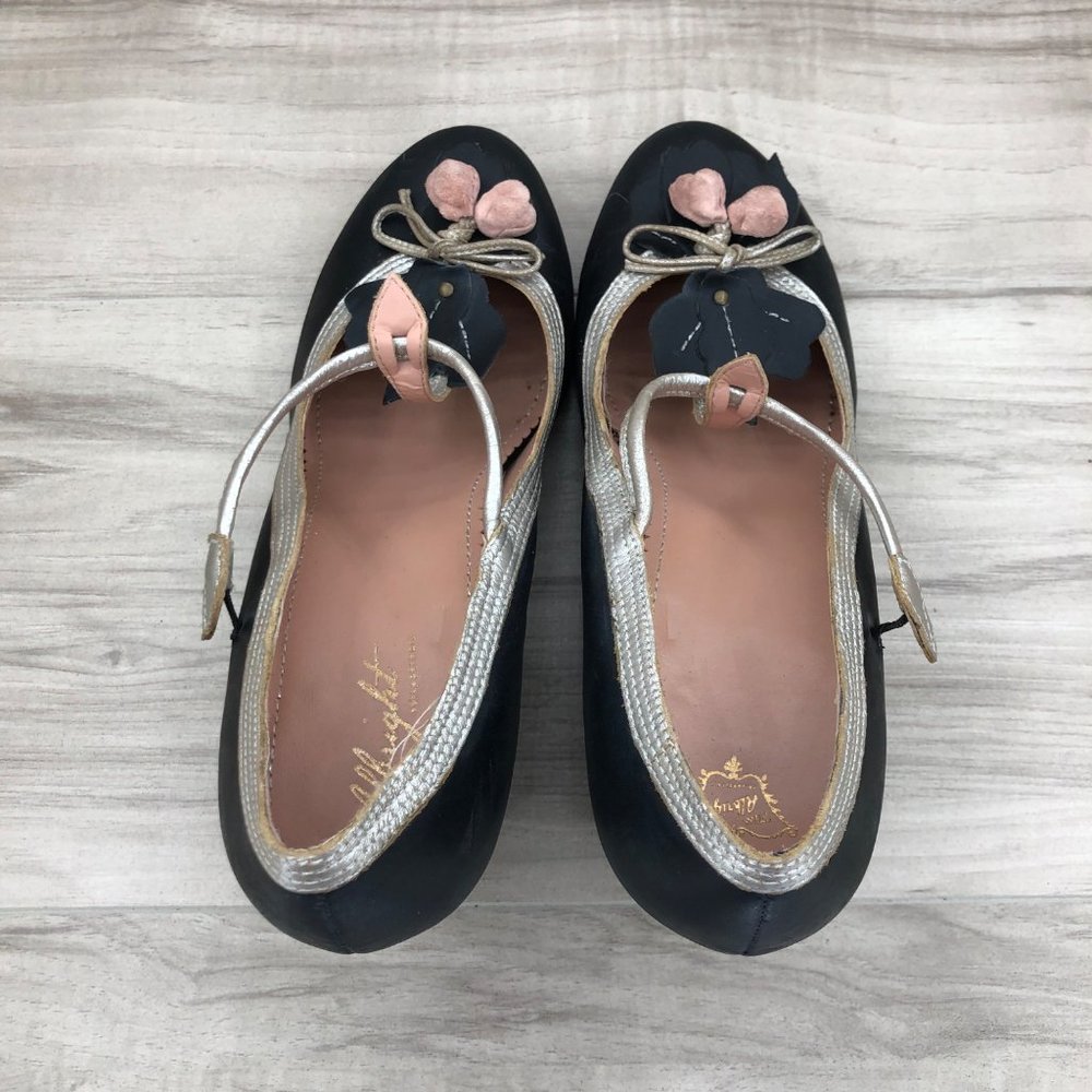 Anthropologie Miss Albright Heels Women's 9 B Blue Leather Budding T Strap Slip - Picture 9 of 12